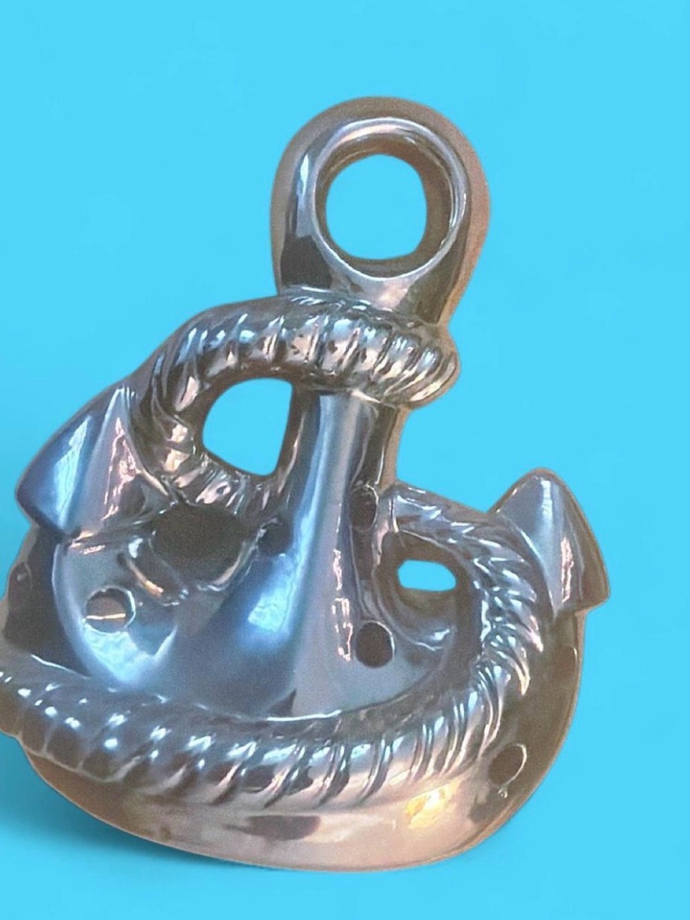 Nautical Anchor Pendant Charm in Shiny Silver Tone
